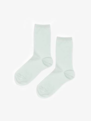 Flat Knit Silk Crew Women's Socks - Mint